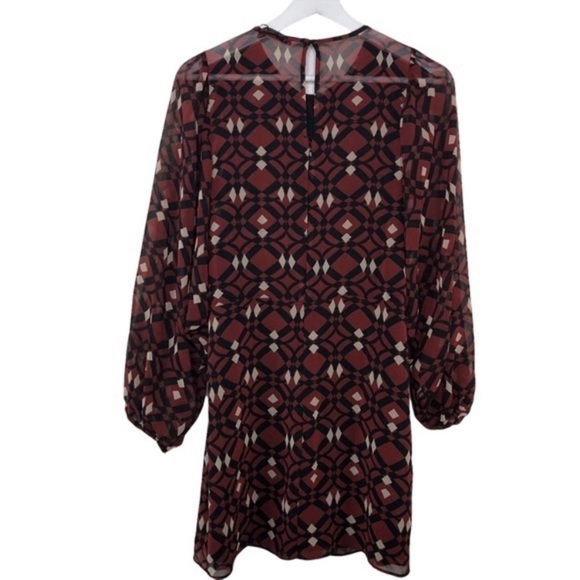 Zara  Geometric Sheer Mini Dress Red - Picture 2 of 7